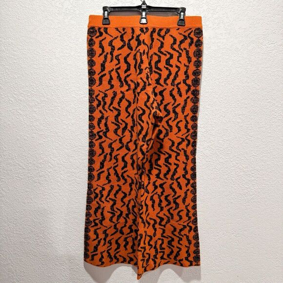 Anthropologie Contrast Knit Sweater Pants Women’s Large Brown Black High Rise - Picture 5 of 10